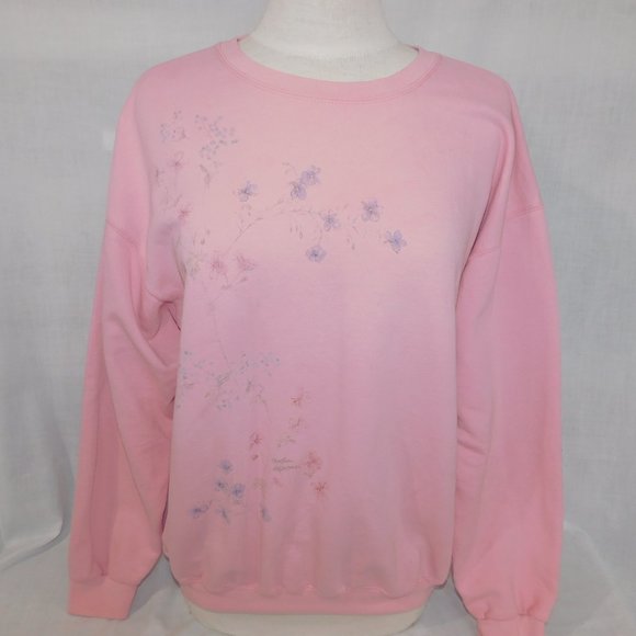 VTG 90s Northern Reflections Womens L Pink Floral Glitter detail  Sweatshirt - Picture 8 of 13